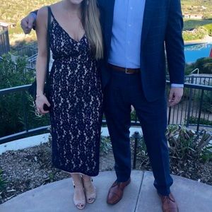 Navy Lace Midi Dress